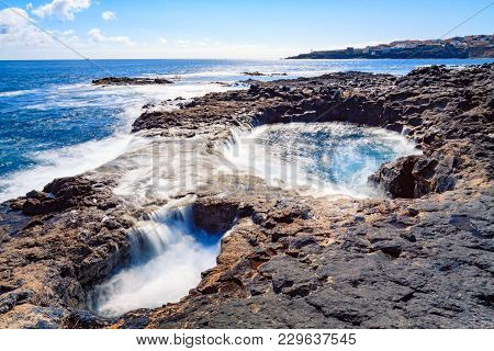 El Bufadero, Rocky Seashore On Gran Canaria Island, Spain.