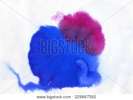 Blue And Violet Red Acrylic And Watercolor Painting Art, Abstract Background, Splashing, Paint, Ink,