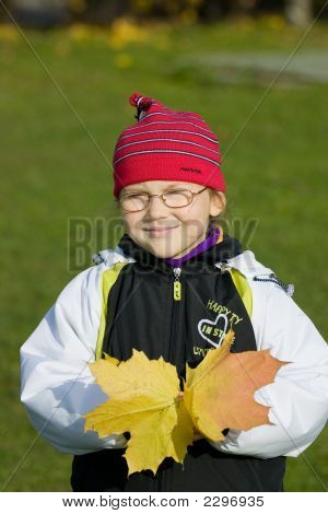 Holčička s podzimní listí