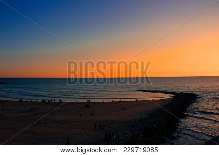 Sunset. Cádiz Beach In The Evening. Cádiz. Picture Taken - February 10, 2018.