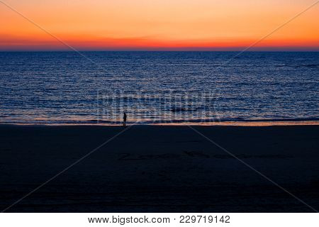 Sunset. Cádiz Beach In The Evening. Cádiz. Picture Taken - February 10, 2018.