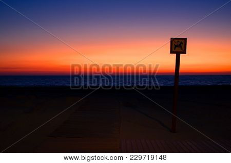 Sunset. Cádiz Beach In The Evening. Cádiz. Picture Taken - February 10, 2018.