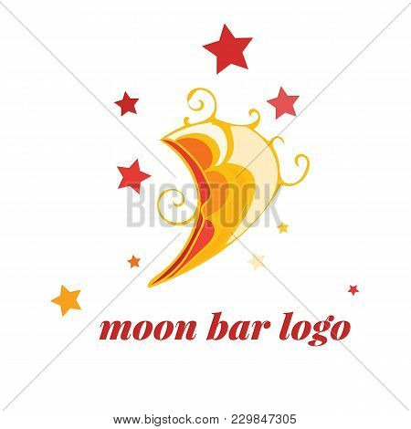Moon Logo For Bar, Cafe As Sign, Vector Illustration, Icon