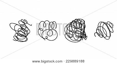 Vector Light Set Of Hand Drawn Scribble Line Shapes. . Set Of Hand Drawn Scribble Symbols Isolated O