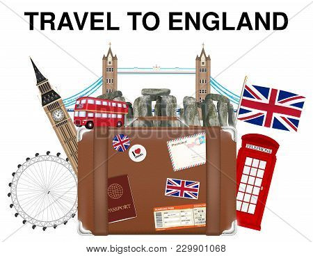 Travel To England Suitcase Bag With England Landmark