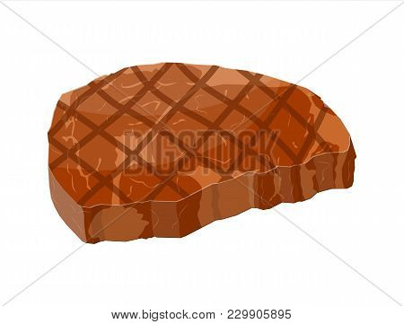 Beef Tenderloin. Slice Of Steak, Grilled Meat. Cooked Pork Chop. Vector Illustration In Flat Style