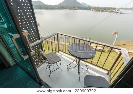 Beautiful View Looking From Bed Room Of Resort, Relaxation In Vacation Concept