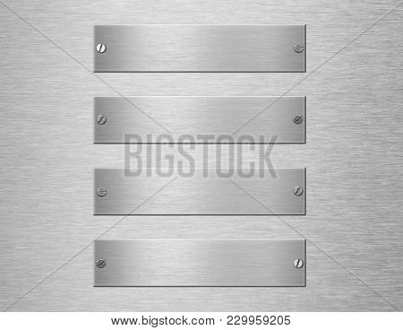 metal plates or nameboards with rivets 3d illustration