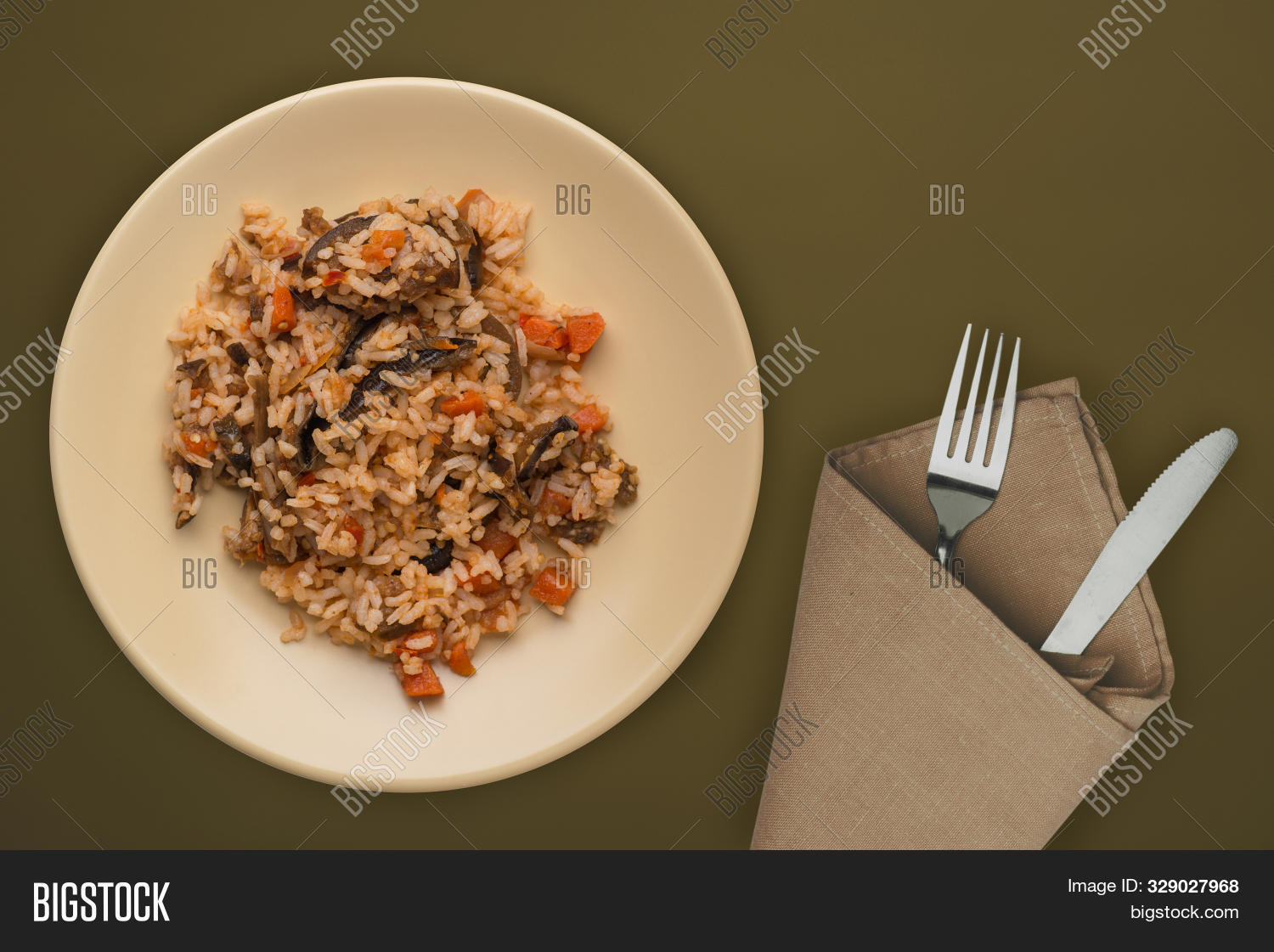 Rice On Beige Plate On Image & Photo (Free Trial) | Bigstock