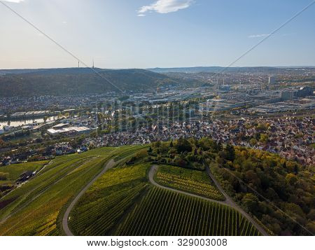 Aerial Of Stuttgart Suburbs Rotenberg And Untertuerkheim