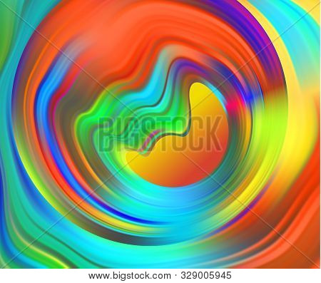 Colorful Flow Brushstroke. Wabe Sea Isolated Line.. Realistic Volume Brush Stroke. Liquid Paint Ink 