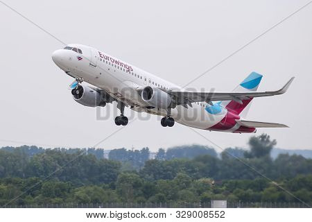 Airplane Takes Off From Dusseldorf Airport