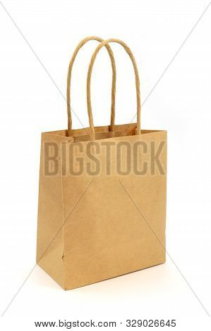 An Isolated Shot Of A Brown Paper Bag Used For Packing At Retail Stores.