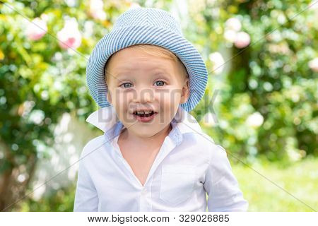 Fun, Funny Child Face. Beautiful Fun Day For Cute Little Boy In Nature. Only Fun Is On My Mind. Ador
