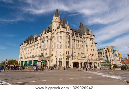 Ottawa, Ca - 9 October 2019: Fairmont Chateau Laurier Hotel