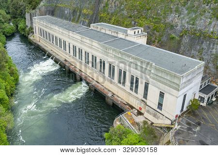 Arapuni, New Zealand - October 20 2019;arapuni Power Station Building Viewed From Swing Bridge Acros