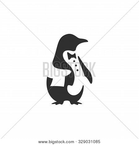 Logo Design Of Black Penguin Dressed As A Butler Or Waiter