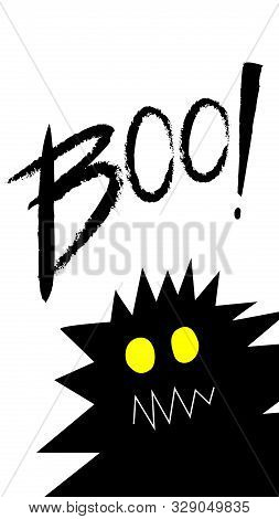 Vector Handwritten Lettering Boo With Cute Gost
