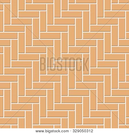 Abstract Seamless Rectangle Pattern. Top View Of Orange Cobblestone Street Pavement. Concrete Square