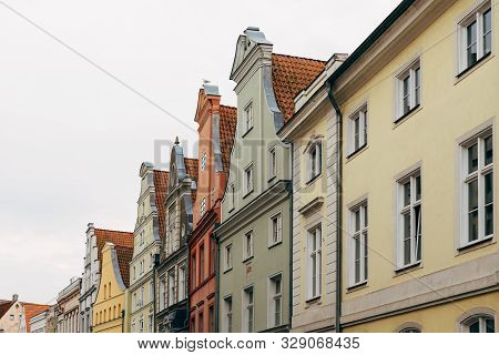 Traditional Houses With Gable In The Old Town Of Stralsund