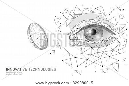 Contact Lenses 3d Low Poly Concept. Healthcare Eye Vision Care Medicine Support. Close Up Eyesight. 