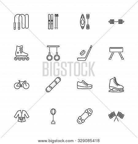 Sport, Training Outline Icons Set - Black Symbol On White Background. Sport, Training Simple Illustr