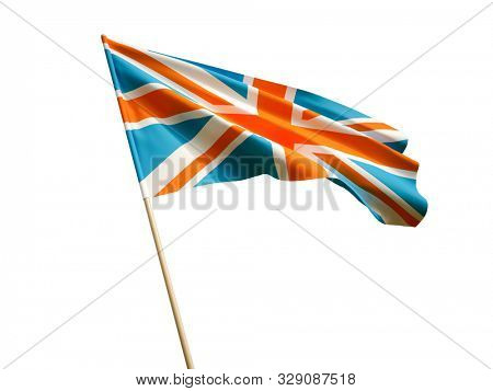Waving UK flag on white background 3D illustration