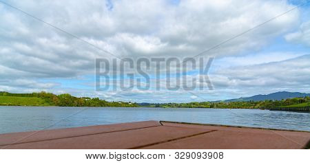 View Across Lake Karapiro From Viewing Deck Near Rowing Facility