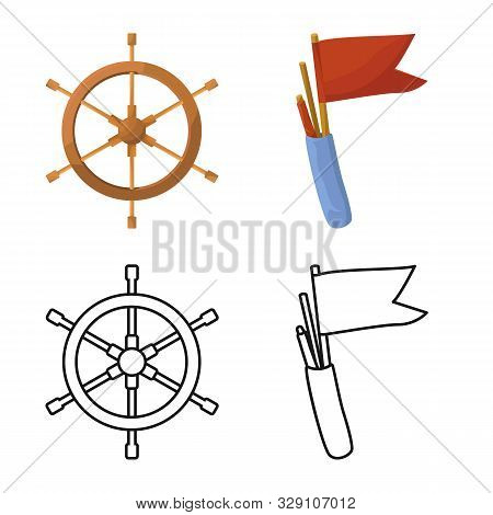 Vector Design Of Journey And Seafaring Logo. Collection Of Journey And Vintage Stock Vector Illustra