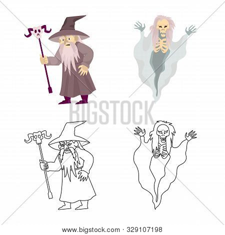 Isolated Object Of Mystic And Hell Sign. Collection Of Mystic And Devilry Stock Vector Illustration.