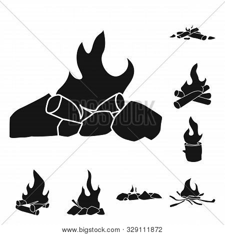 Vector Design Of Natural And Hiking Logo. Set Of Natural And Fire Vector Icon For Stock.