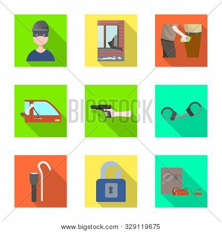 Isolated Object Of Crime And Steal Icon. Set Of Crime And Villain Stock Vector Illustration.