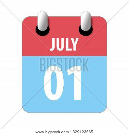 July 1st. Day 1 Of Month, Simple Calendar Icon On White Background. Planning. Time Management. Set O