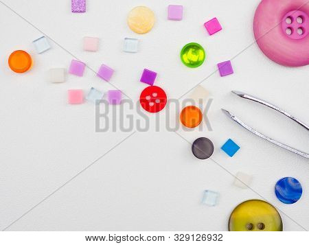 Colorful Color Of Buttons, Clasper For White Background Or Wallpaper