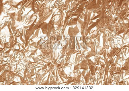 Brown Foil Leaf Shiny Texture, Abstract Wrapping Paper For Background And Design Art Work.