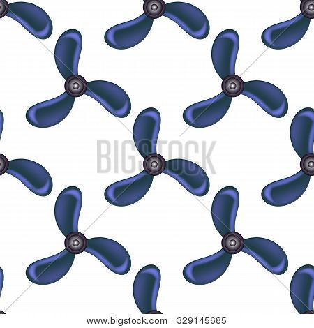 Blue Propeller Icon Seamless Pattern Isolated On White Background.