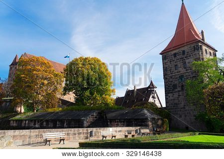 Old Town Of Nuremberg And Castle Tower Park, Germany
