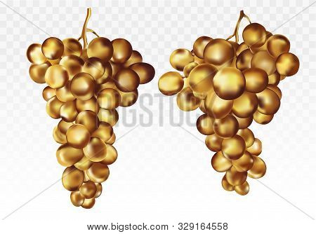 Logo Gold Grapes. Wine Grapes Icon. Collectionn Two Gold Icon. Gold Fruits. Abstract Illustration. 3