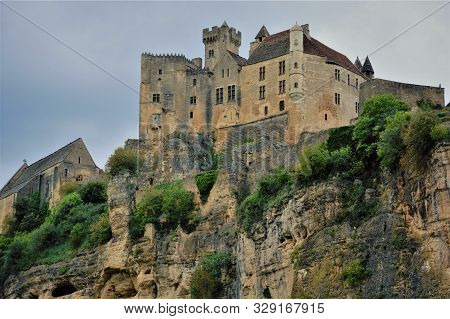 Biron Castle View Over The Rocks Cliff