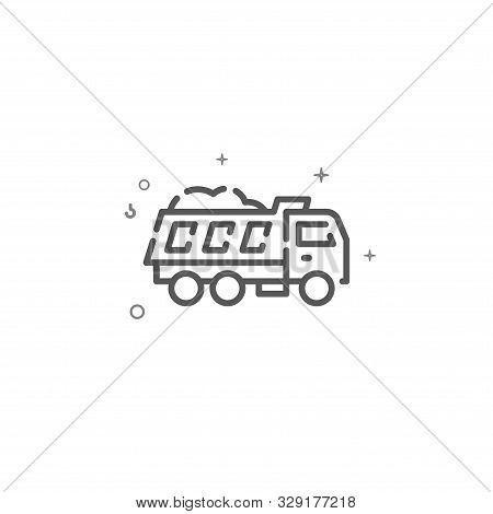 Dumper Truck With Sand Simple Vector Line Icon. Tipper Symbol, Pictogram, Sign. Light Background. Ed