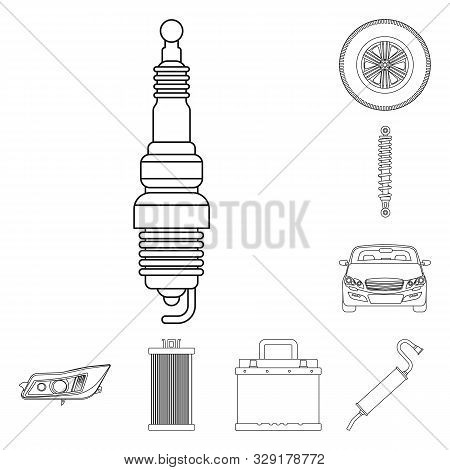 Isolated Object Of Auto And Part Icon. Set Of Auto And Car Vector Icon For Stock.