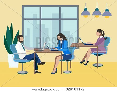 Training Future Employees, Secretary. Office Work, Report. In Minimalist Style. Flat Isometric Raste