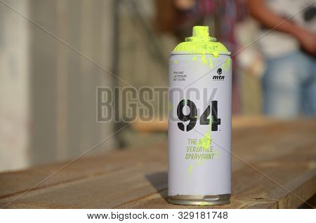 Kharkov, Ukraine - August 24, 2019: Montana Mtn 94 Used Spray Can For Graffiti Painting Outdoors On 