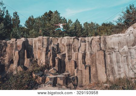 Basalt Pillars, Ukraine: September 7, 2019 Picturesque And Magical Basalt Pillars Of Rivne Region.