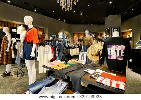 SHENZHEN, CHINA - CIRCA APRIL, 2019: interior shot of Moussy retail store at a shopping mall in Shenzhen.