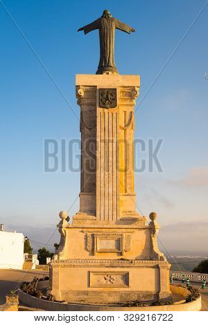 Es Mercadal, Menorca - October 13, 2019: Christ Monument On The Top Of El Toro Mountain - The Highes