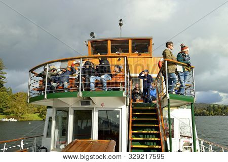 Lake Windermere, Cumbria, England, Uk - October 12, 2019 : Windermere Leisure Cruises On Englands La