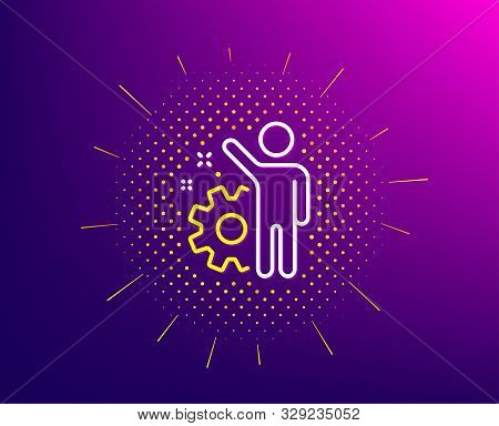 Employee Line Icon. Halftone Pattern. Business Management Sign. Work Or Gear Symbol. Gradient Backgr