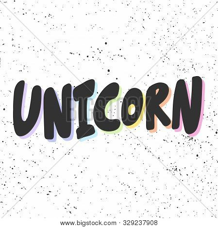 Unicorn. Sticker For Social Media Content. Vector Hand Drawn Illustration Design.