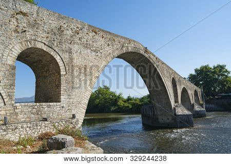 Ancient Stone Bridge At Arta In Pindus Mountains